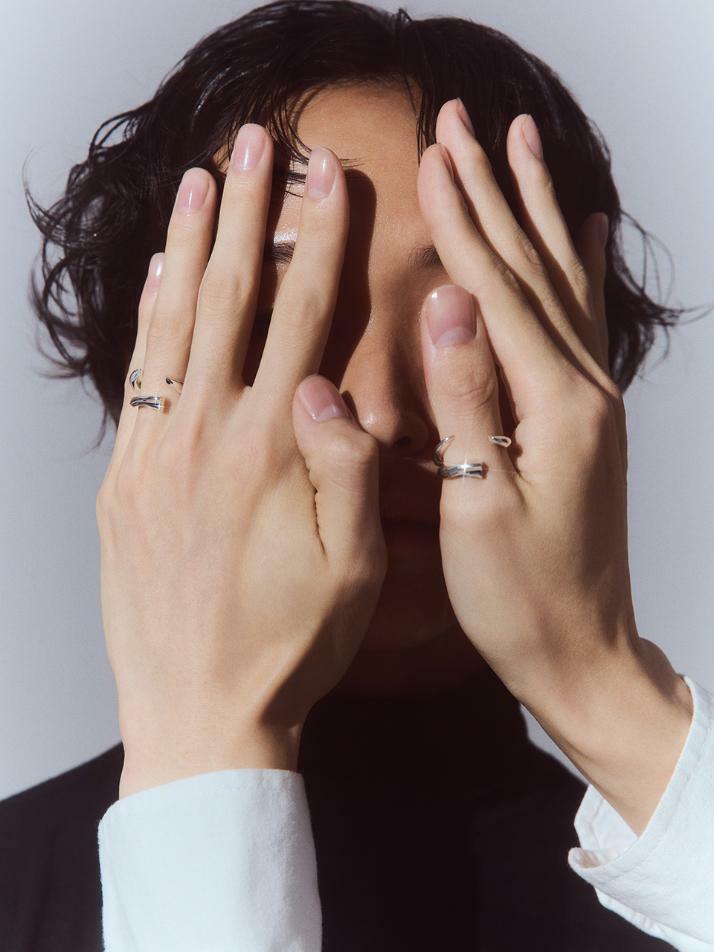 HUSTAD 245 Flower Leaf Gold Open Ring_ 925 실버 / 14k 골드 플라워 오픈 링