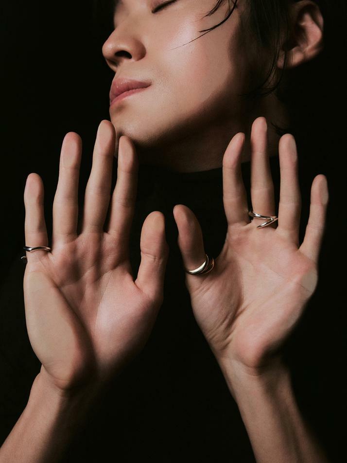 HUSTAD 245 Flower Leaf Gold Open Ring_ 925 실버 / 14k 골드 플라워 오픈 링