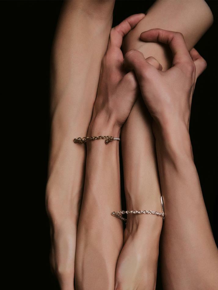 HUSTAD 246 Flower ball chain Bracelet_ 925 실버 플라워 볼 체인 브레이슬렛