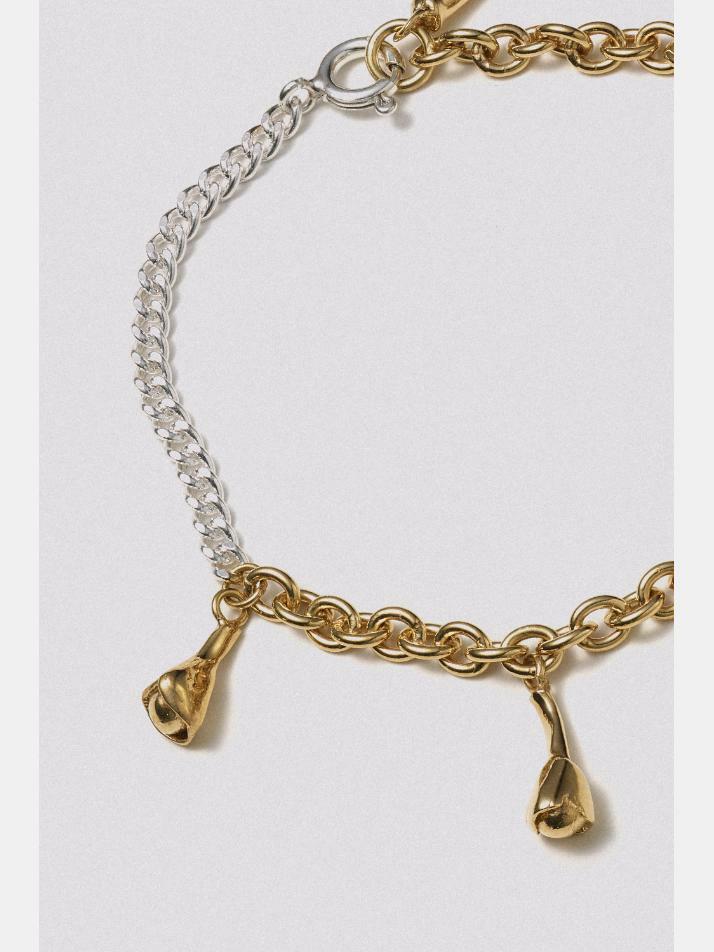 HUSTAD 246 COMBO Flower ball chain Bracelet_ 925 실버 / 14k 골드 콤보 플라워 볼