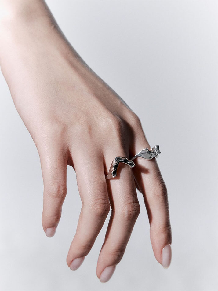  HUSTAD HEART TWIN HALF GOLD RING_ 14k 골드 트윈 하프 하트 링