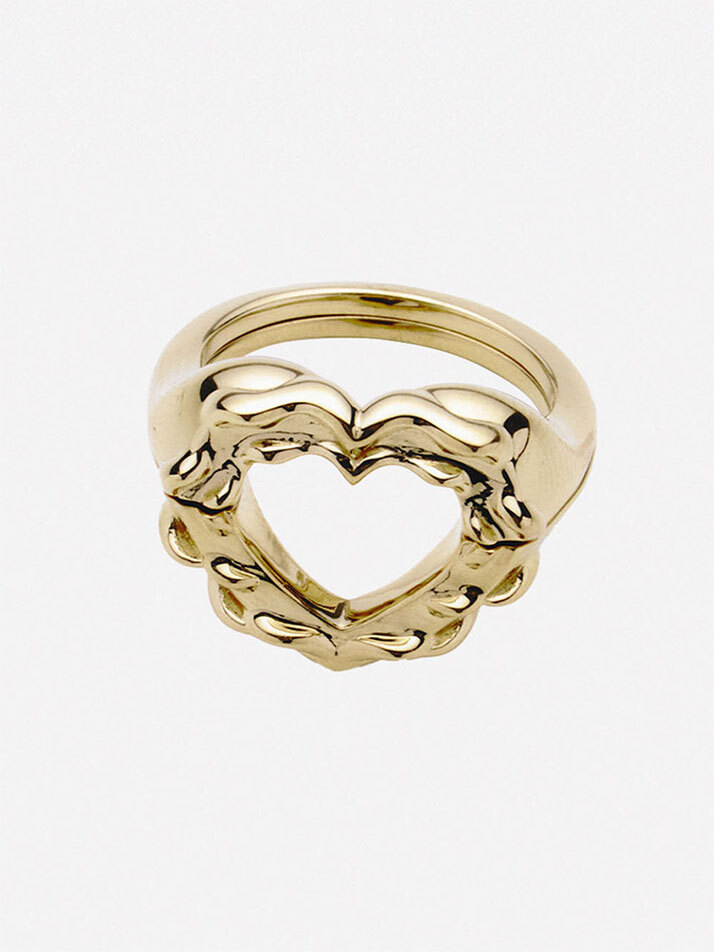  HUSTAD HEART TWIN HALF GOLD RING_ 14k 골드 트윈 하프 하트 링