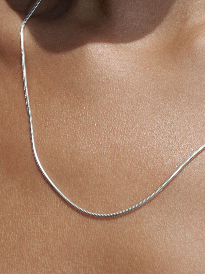 HUSTAD HEART LONG SILVER CHAIN NECKLACE_ 925 실버 롱 네크리스