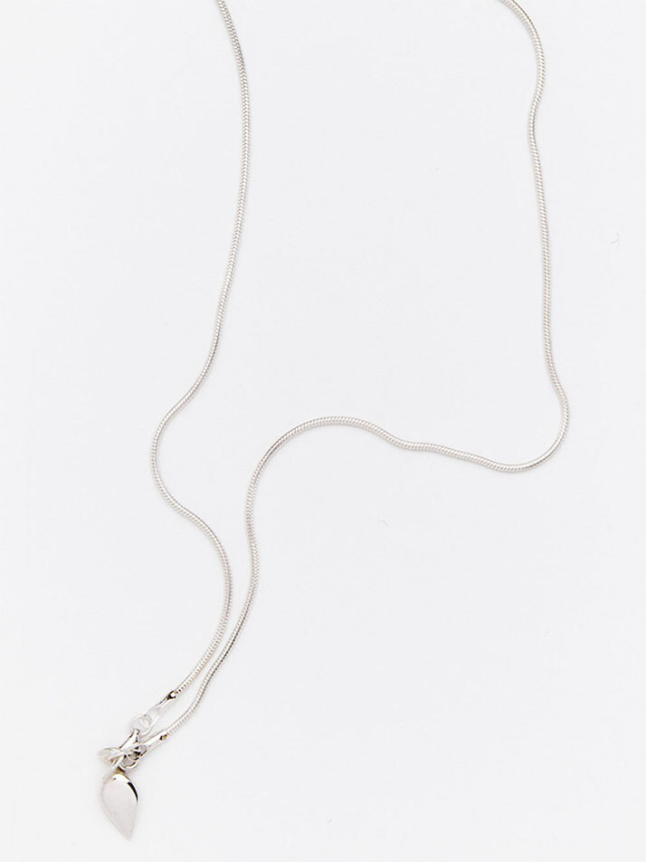 HUSTAD HEART LONG SILVER CHAIN NECKLACE_ 925 실버 롱 네크리스