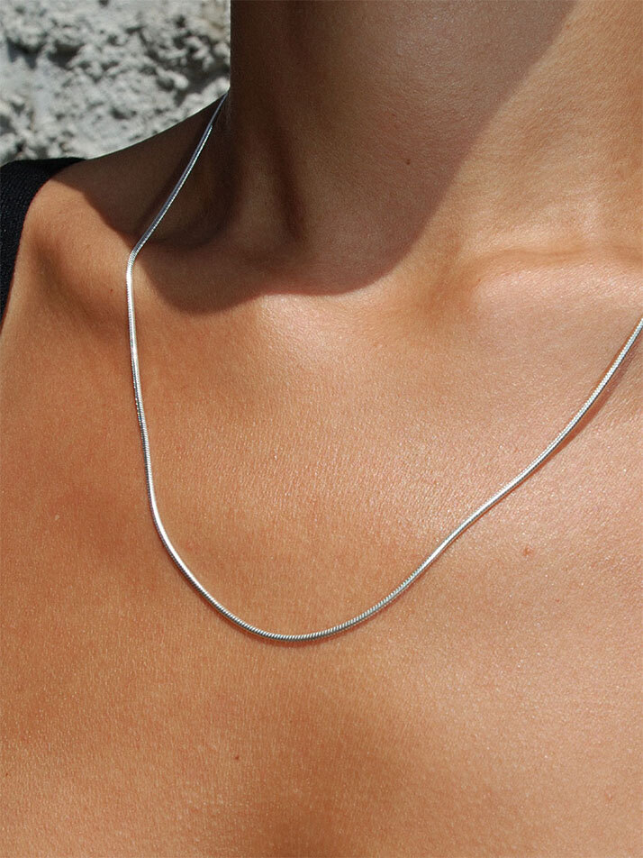 HUSTAD HEART LONG SILVER CHAIN NECKLACE_ 925 실버 롱 네크리스