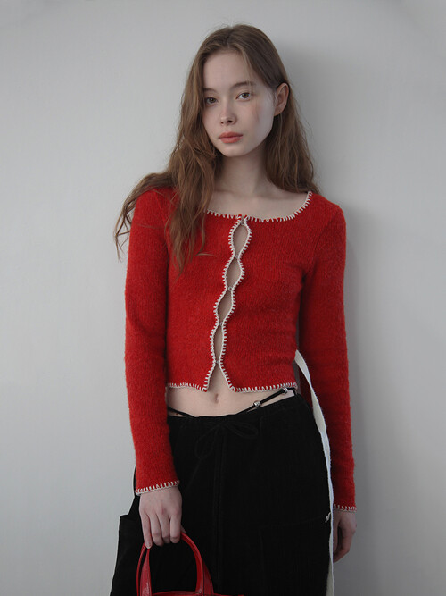 MELLOW RIBBON CARDIGAN [RED]