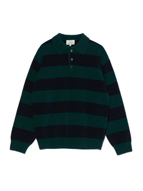Wool Polo Knit (Green/Navy)