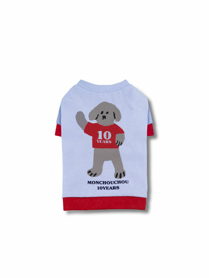 TEN YEARS YOUNG DOG Sleeve Tee Light Blue