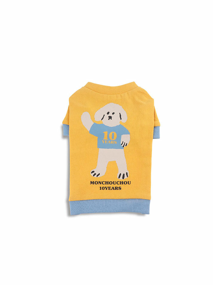 TEN YEARS YOUNG DOG Sleeve Tee Yellow