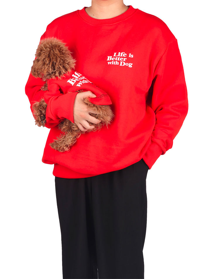 Life is Better with Dog Crewneck for man Red