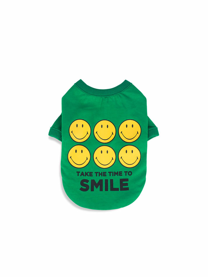 Smiley Cotton Sleeve Tee Green