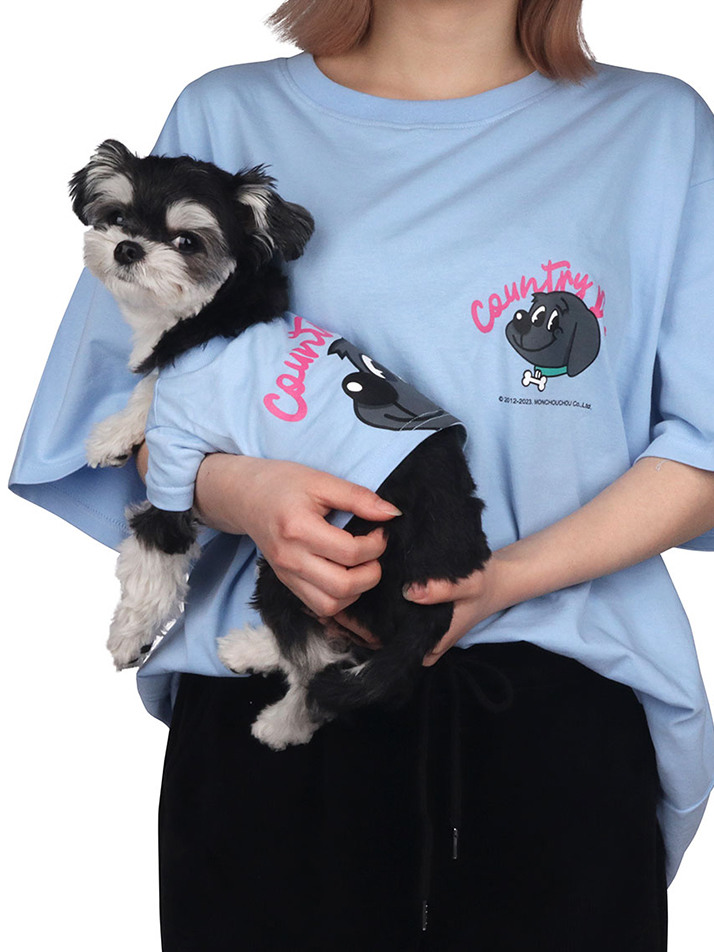 Country dog Tee for man Sky Blue