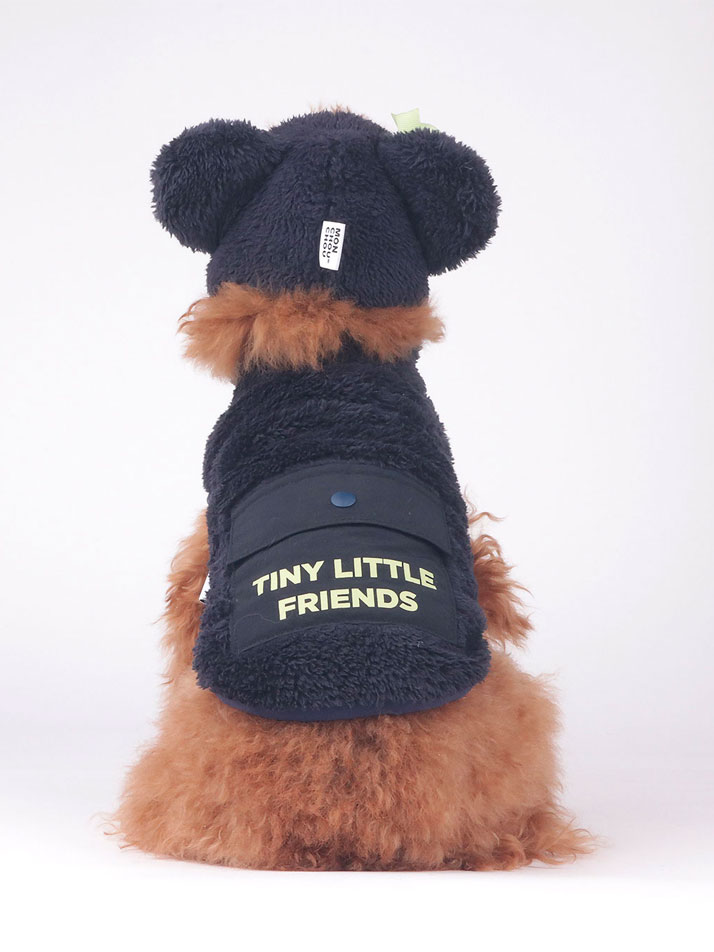 Hi! Bear Fur zip-up Jacket Navy