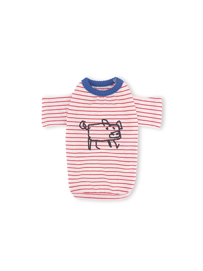Little Doodle Stripe Tee Red