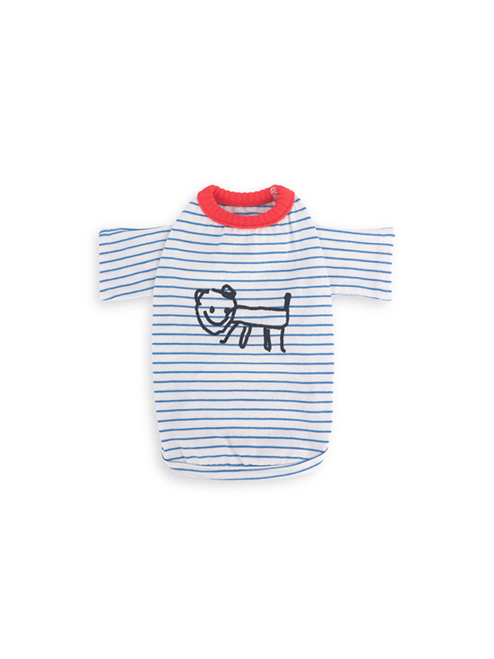 Little Doodle Stripe Tee Blue