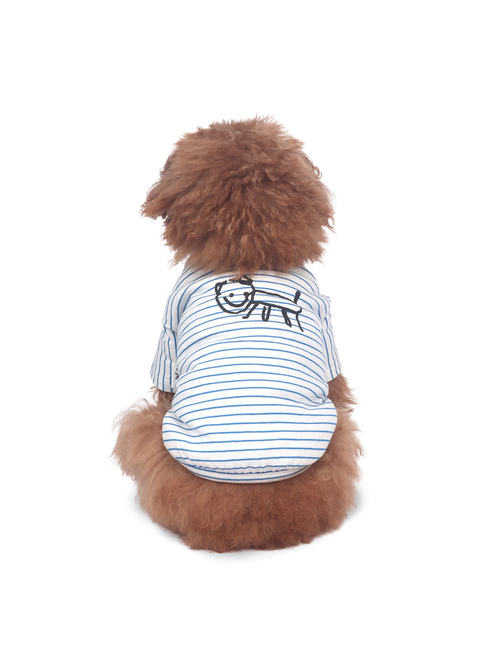 Little Doodle Stripe Tee Blue