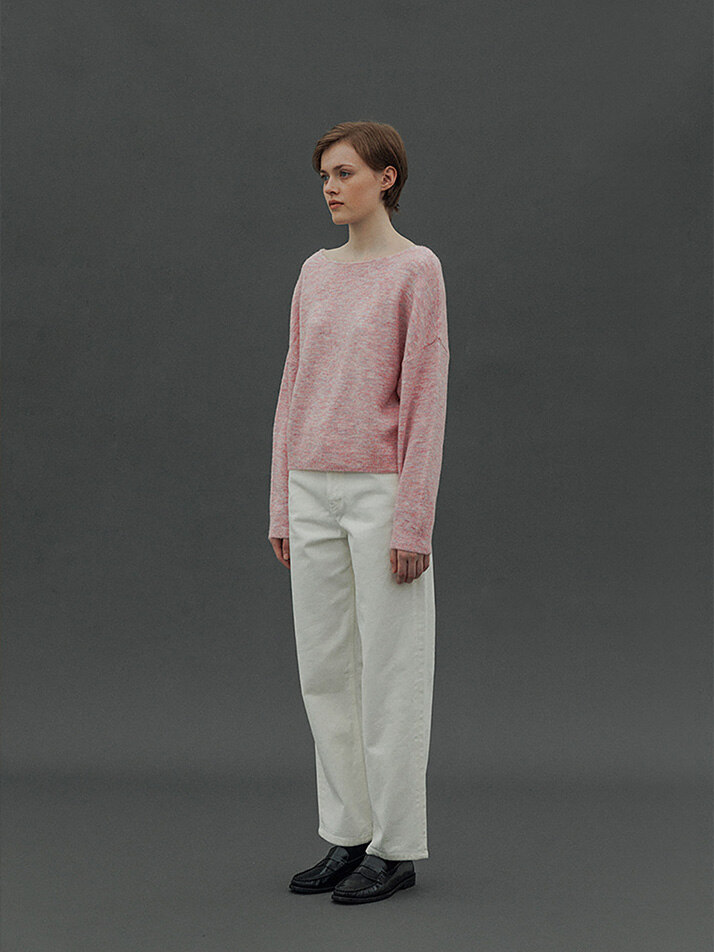 Alpaca boat neck Knit (Baby pink)