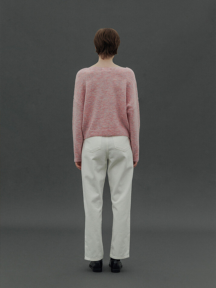 Alpaca boat neck Knit (Baby pink)