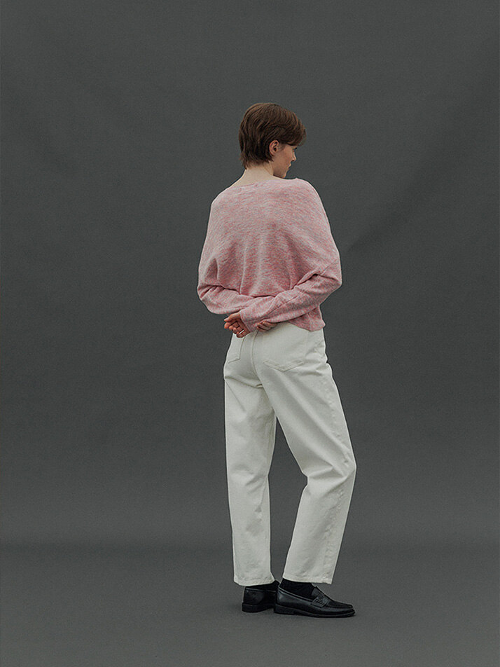 Alpaca boat neck Knit (Baby pink)