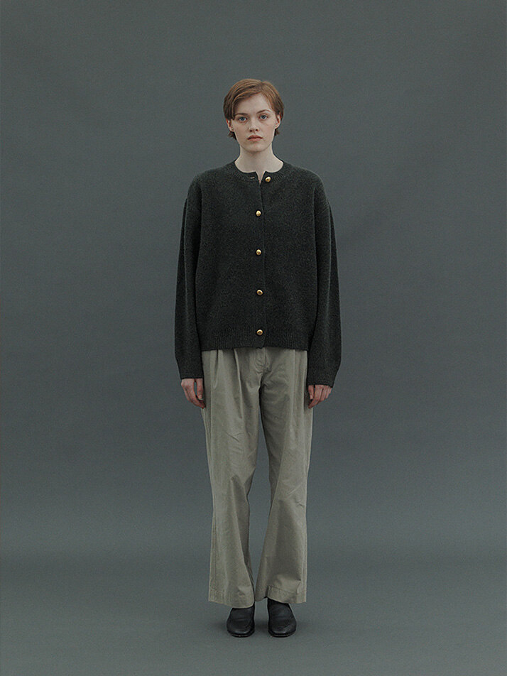 Gold Button Cardigan (Khaki)