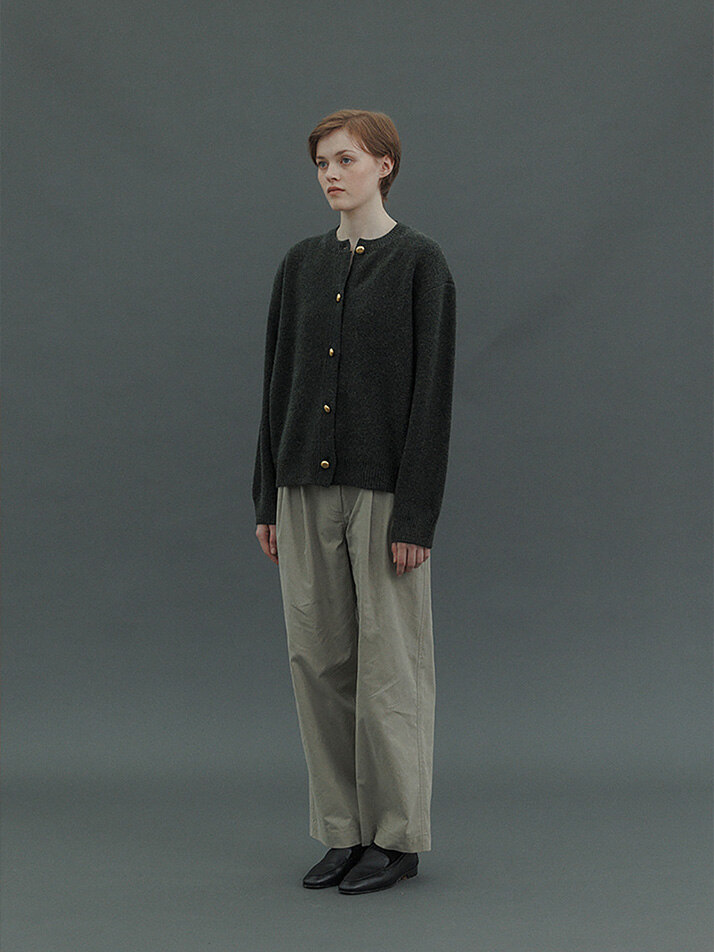 Gold Button Cardigan (Khaki)