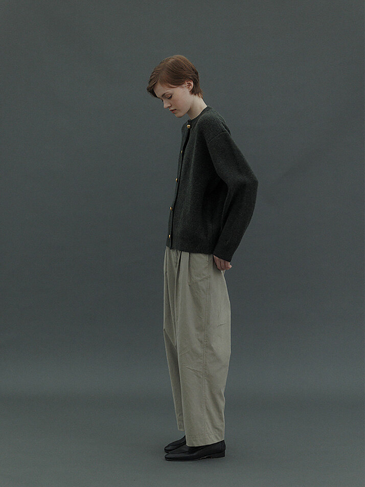 Gold Button Cardigan (Khaki)