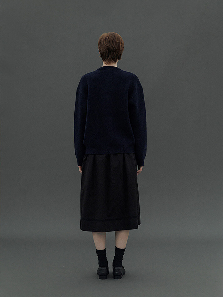 Gold Button Cardigan (Navy)