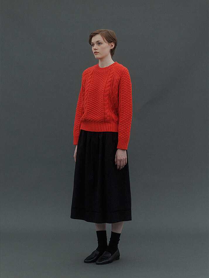 Cable Wool Knit (Orange)