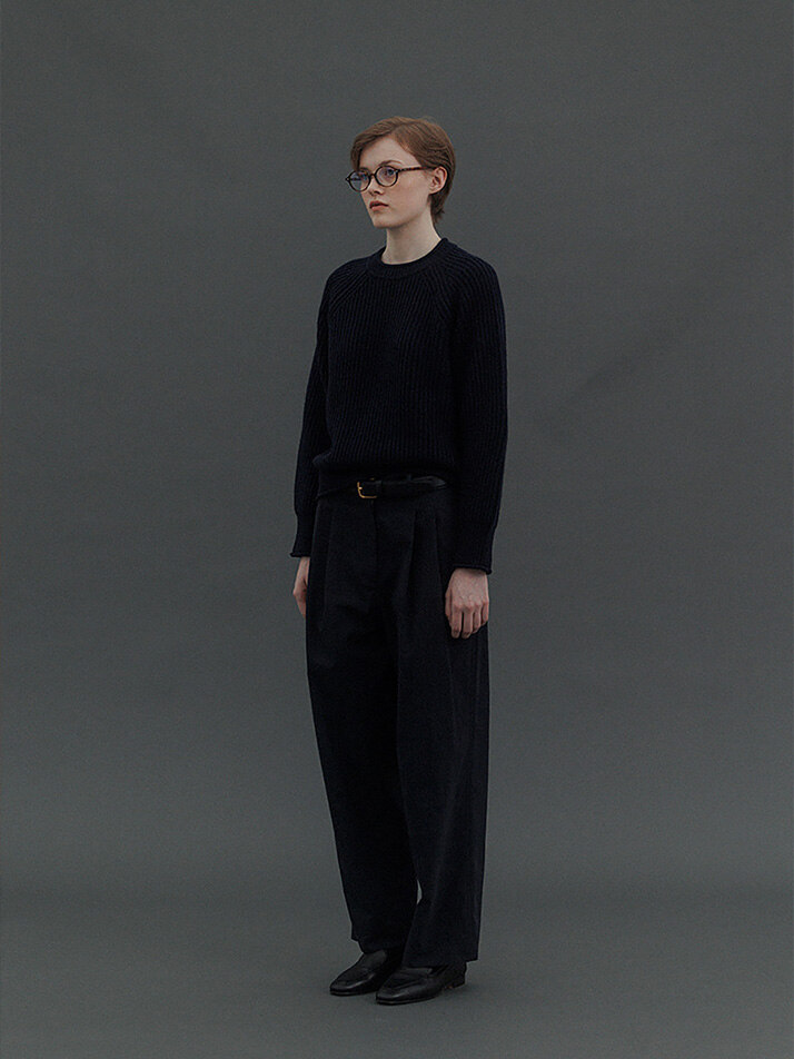 Full Cardigan Stitch Knit (D/navy)