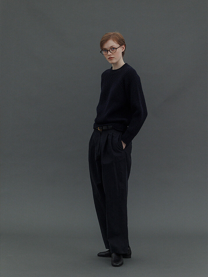 Full Cardigan Stitch Knit (D/navy)