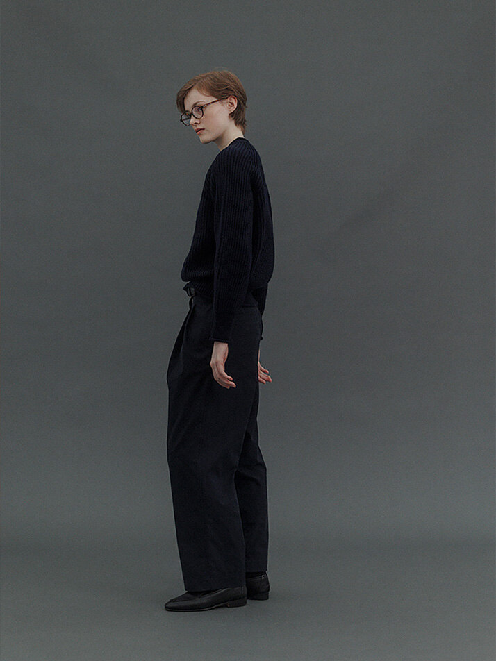 Full Cardigan Stitch Knit (D/navy)