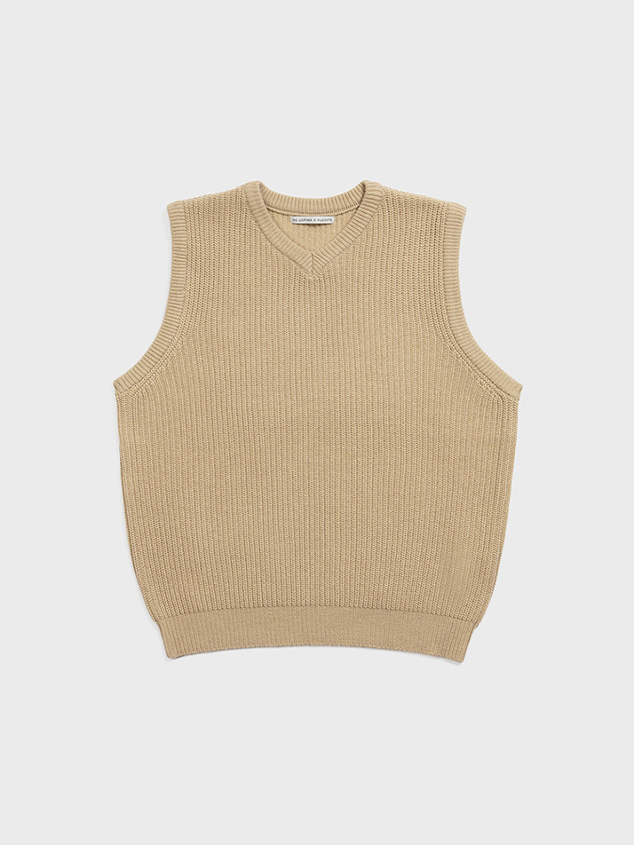 Rib V-neck Vest (Beige)