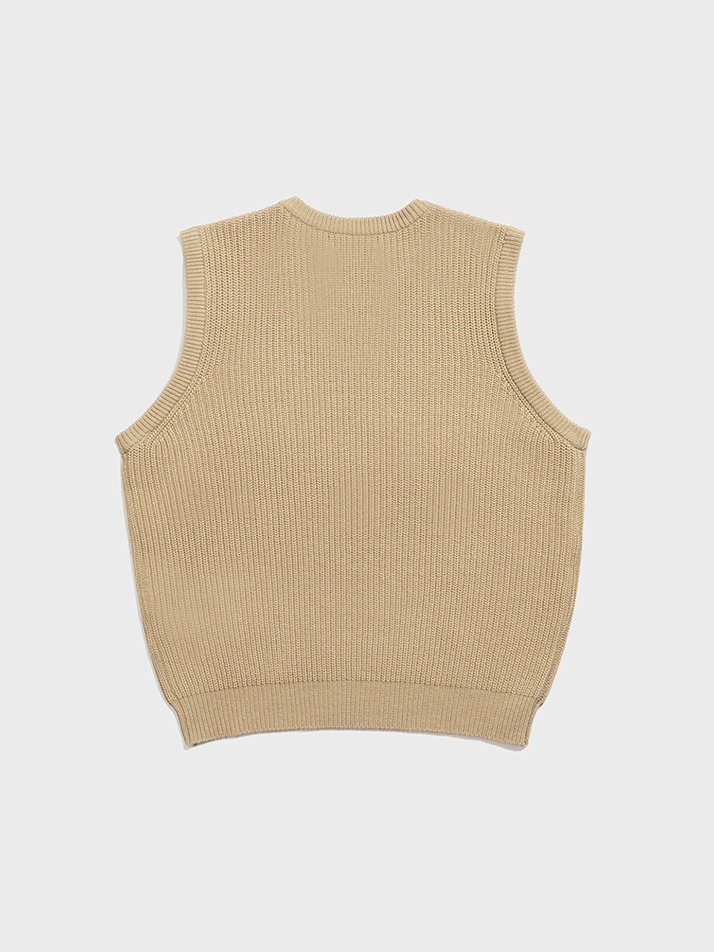 Rib V-neck Vest (Beige)