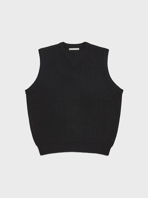 Rib V-neck Vest (Black)