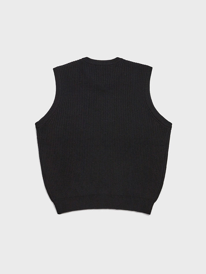 Rib V-neck Vest (Black)