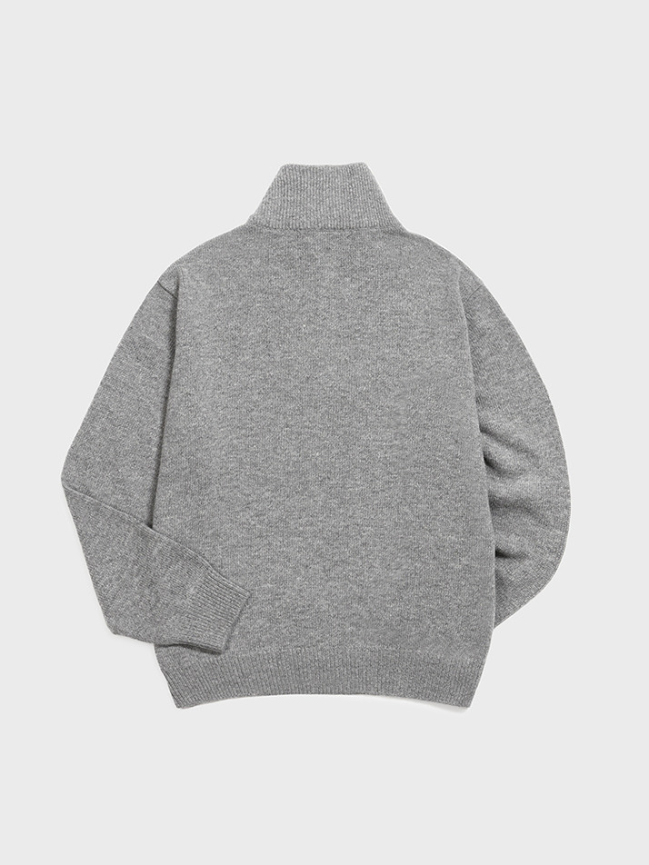 Half Zip-up Knit Sweater (Gray)