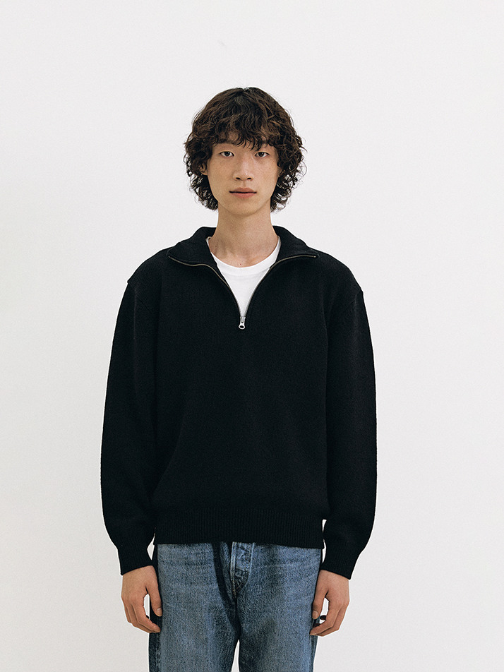 Half Zip-up Knit Sweater (Black)