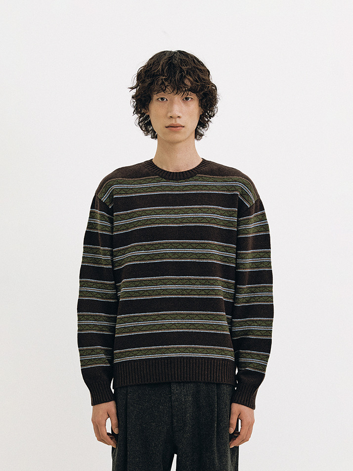 Fairisle Knit Sweater (Brown)