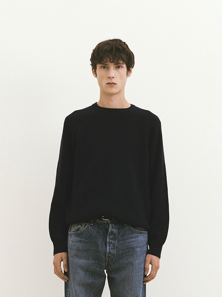 Wool Comfort Knit Sweater (Navy)