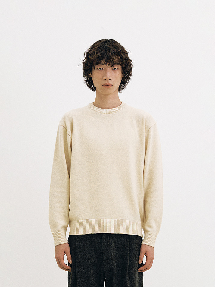 Wool Basic Knit Sweater (Cream)