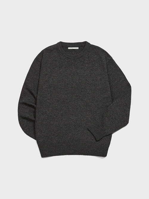 Wool Basic Knit Sweater (Charcoal)
