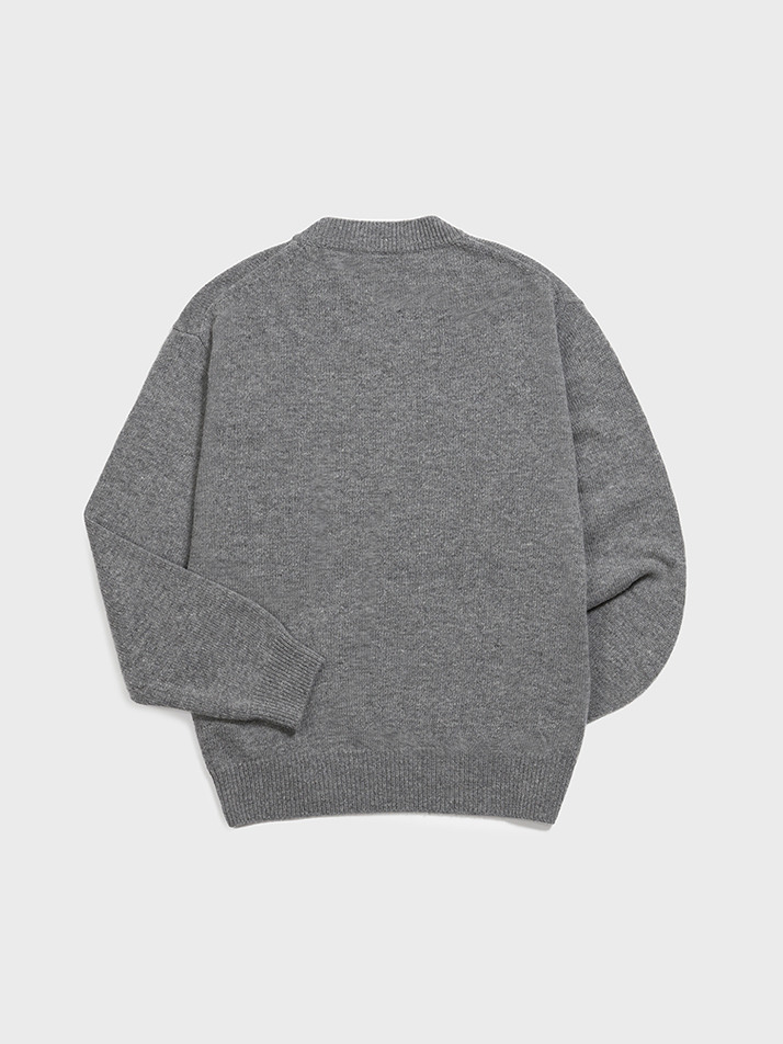 V-neck Knit Sweater (Gray)