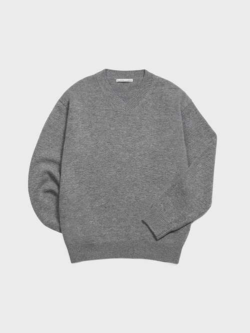 V-neck Knit Sweater (Gray)
