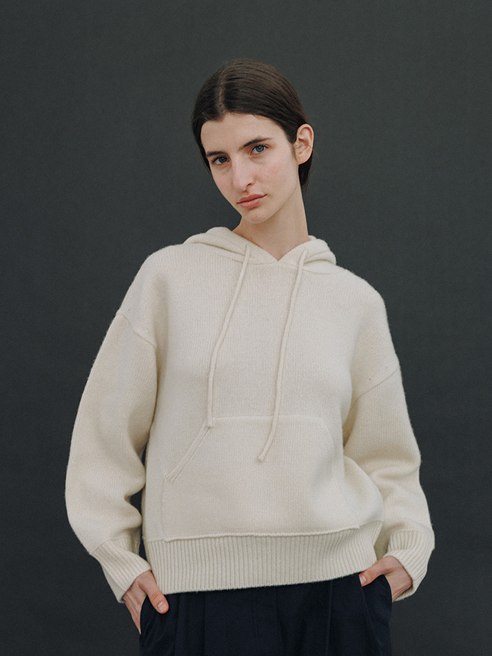 Wool Hoodie Knit (Ivory)