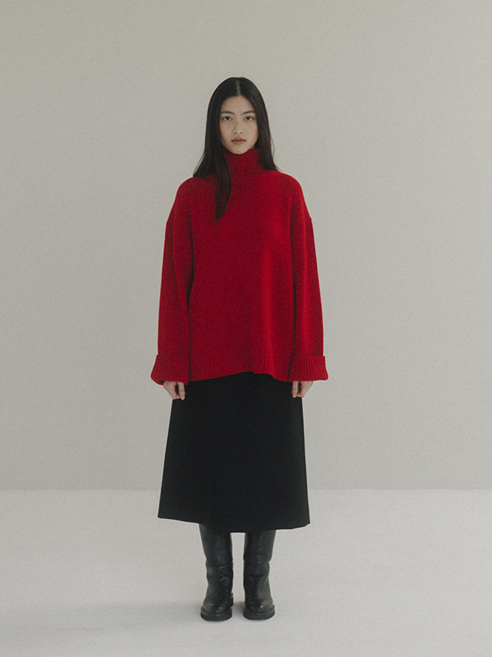 Cashmere turtle neck sweater (Red)
