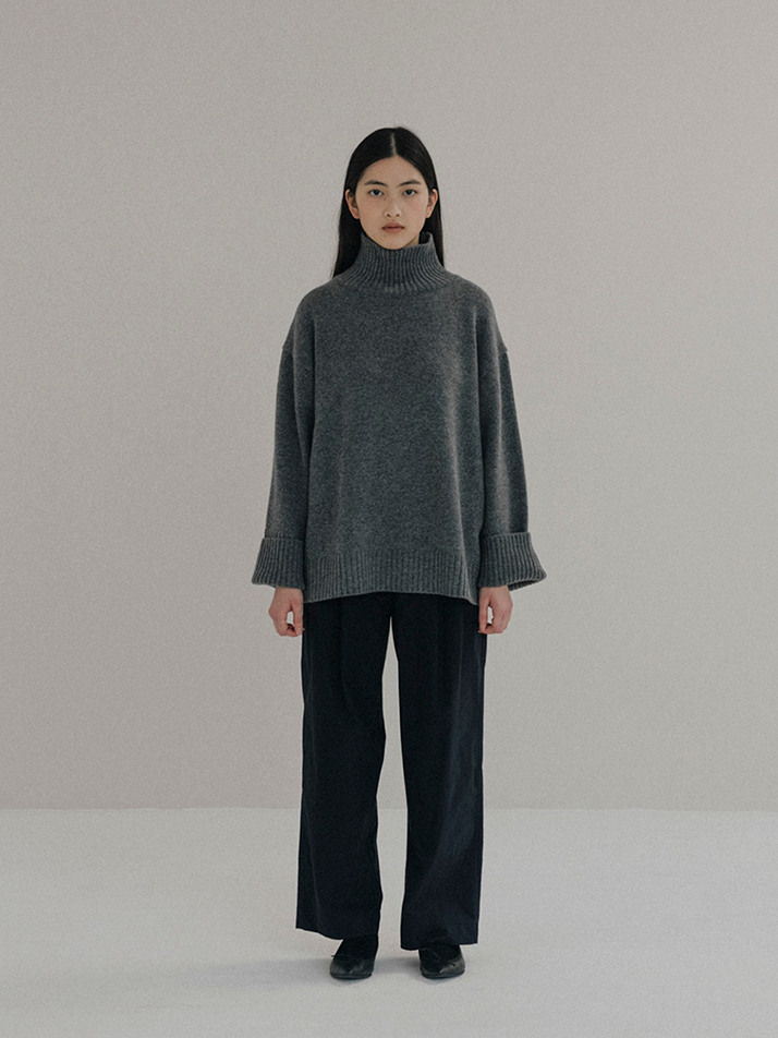 Cashmere turtle neck sweater (Gray)