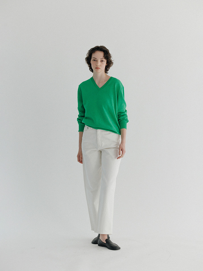 Paper v-neck knit (Green)