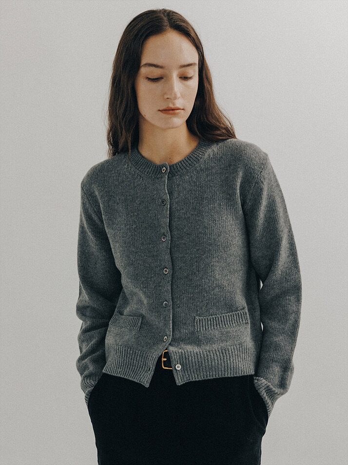 Wool pocket Cardigan (Gray)