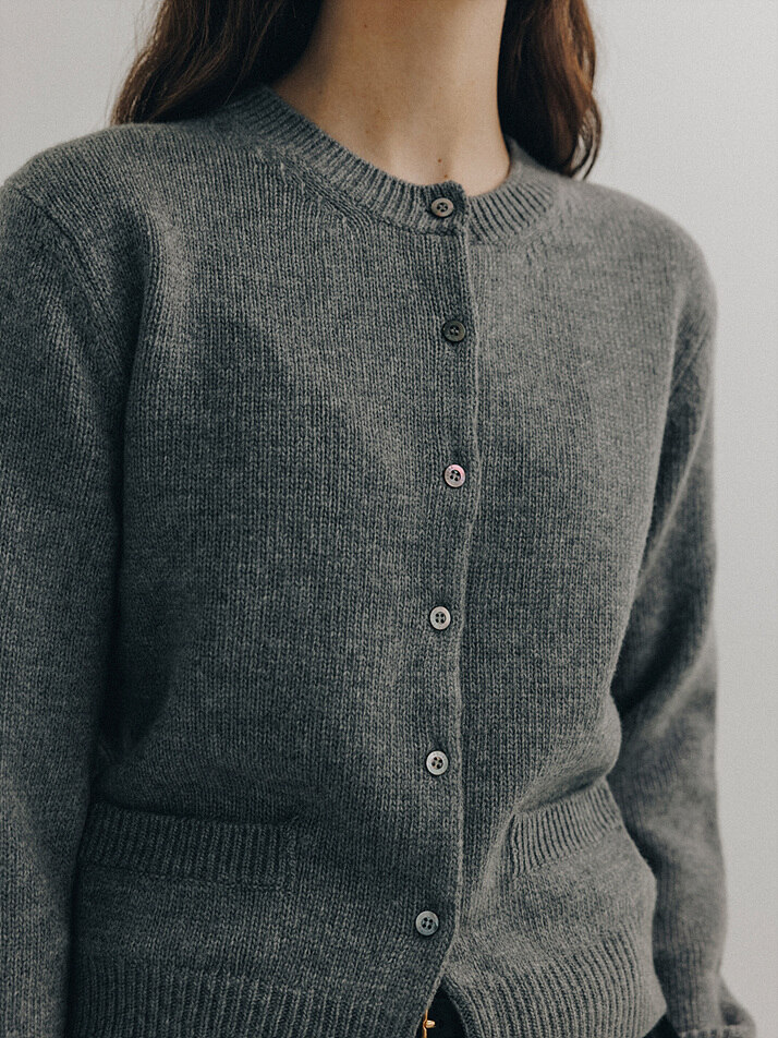 Wool pocket Cardigan (Gray)