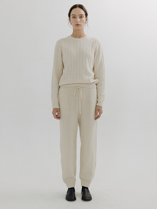 Wool Knitted Jogger pants (Ivory)